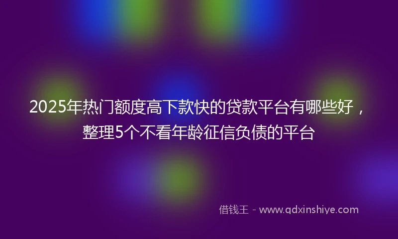 2025年热门额度高下款快的贷款平台有哪些好，整理5个不看年龄征信负债的平台