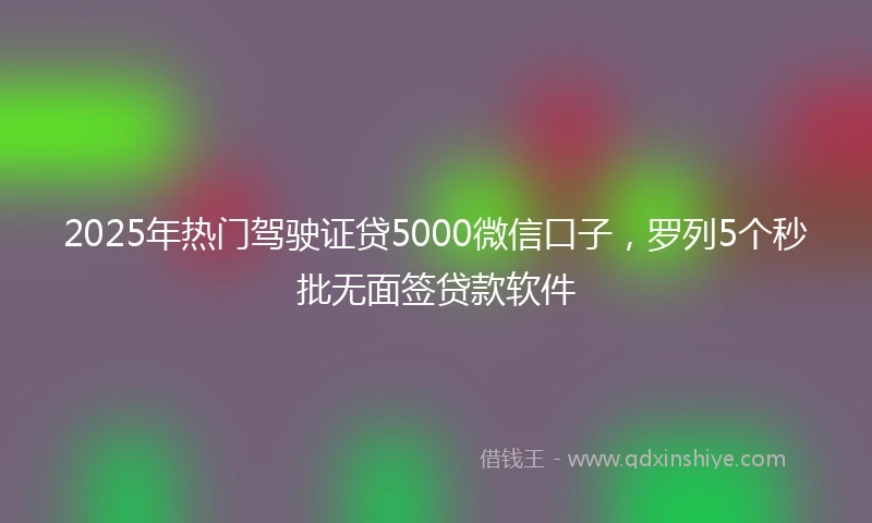 2025年热门驾驶证贷5000微信口子，罗列5个秒批无面签贷款软件