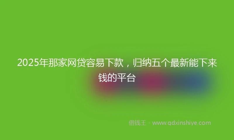 2025年那家网贷容易下款，归纳五个最新能下来钱的平台