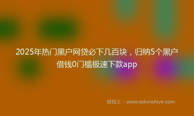 2025年热门黑户网贷必下几百块，归纳5个黑户借钱0门槛极速下款app