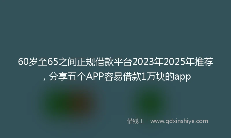 60岁至65之间正规借款平台2023年2025年推荐，分享五个APP容易借款1万块的app