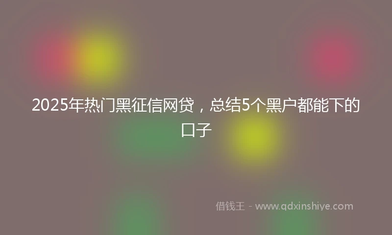 2025年热门黑征信网贷，总结5个黑户都能下的口子