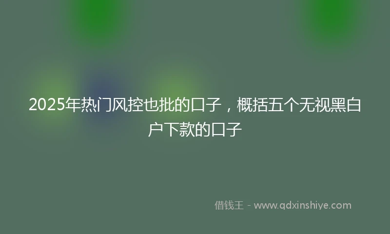 2025年热门风控也批的口子，概括五个无视黑白户下款的口子