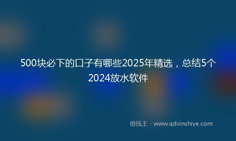 500块必下的口子有哪些2025年精选，总结5个2024放水软件