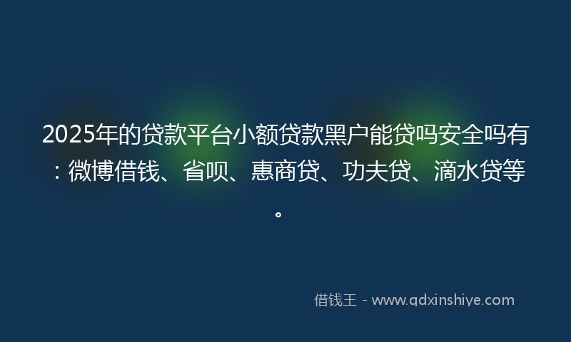 2025年的贷款平台小额贷款黑户能贷吗安全吗有：微博借钱、省呗、惠商贷、功夫贷、滴水贷等。