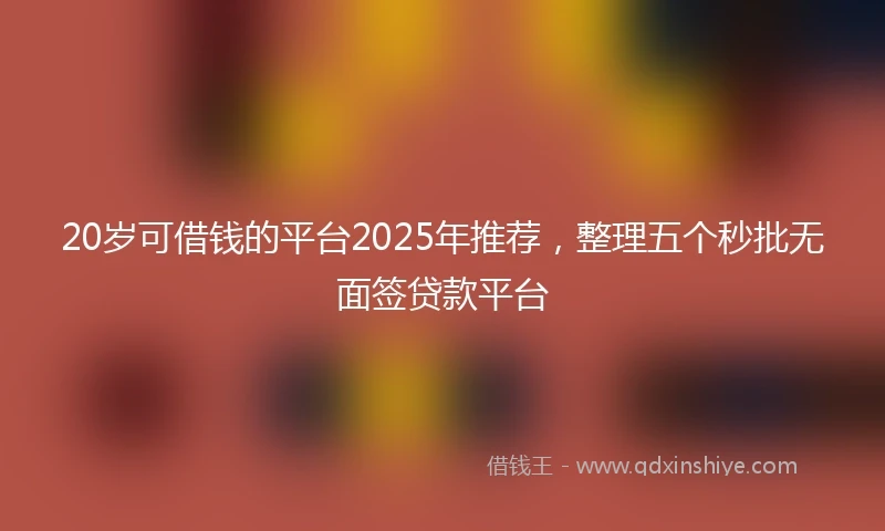 20岁可借钱的平台2025年推荐，整理五个秒批无面签贷款平台