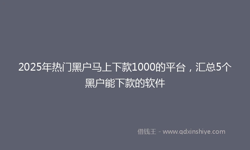 2025年热门黑户马上下款1000的平台，汇总5个黑户能下款的软件