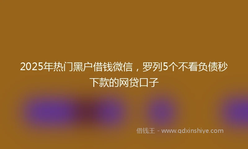 2025年热门黑户借钱微信，罗列5个不看负债秒下款的网贷口子