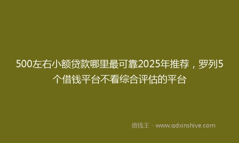 500左右小额贷款哪里最可靠2025年推荐,罗列5个借钱平台不看综合评估的平台