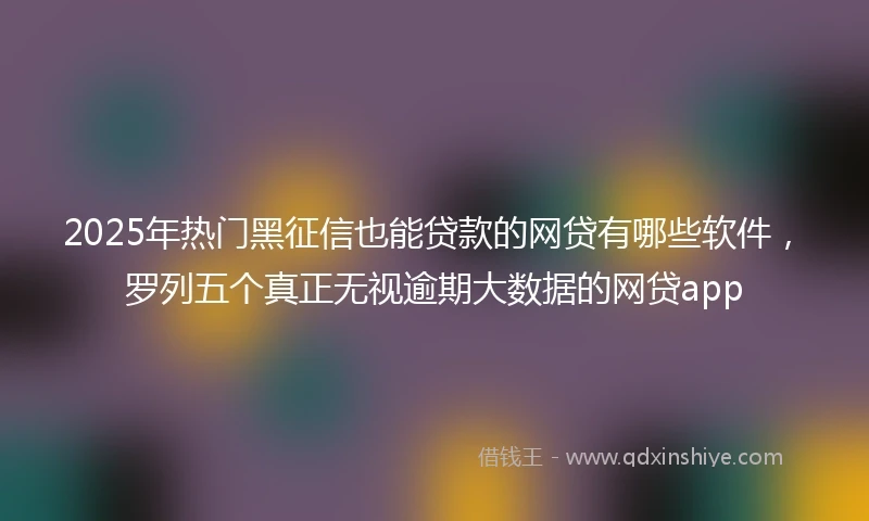 2025年热门黑征信也能贷款的网贷有哪些软件，罗列五个真正无视逾期大数据的网贷app