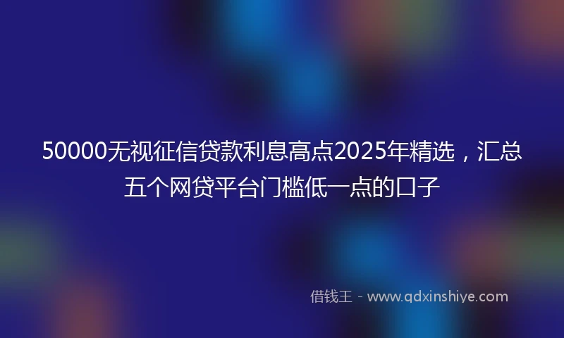 50000无视征信贷款利息高点2025年精选，汇总五个网贷平台门槛低一点的口子