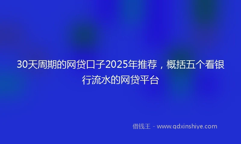 30天周期的网贷口子2025年推荐，概括五个看银行流水的网贷平台