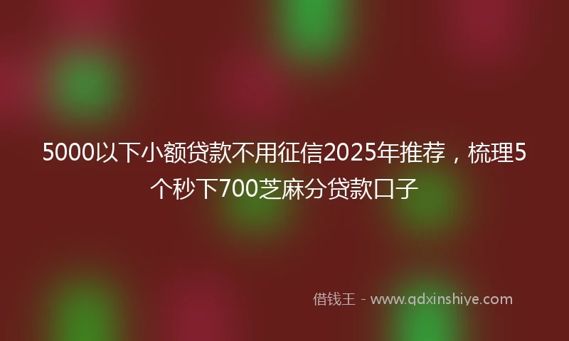 5000以下小额贷款不用征信2025年推荐，梳理5个秒下700芝麻分贷款口子
