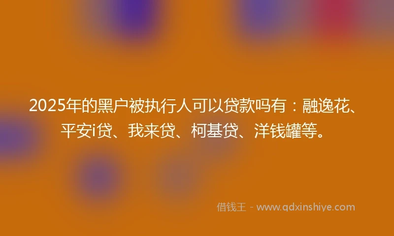 2025年的黑户被执行人可以贷款吗有：融逸花、平安i贷、我来贷、柯基贷、洋钱罐等。