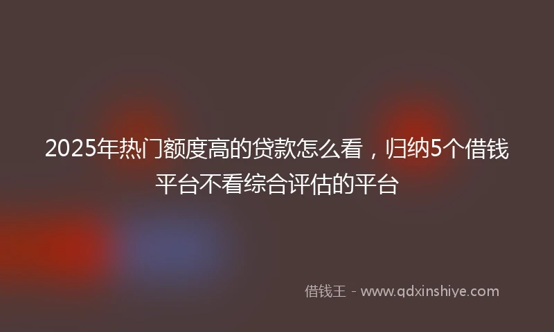 2025年热门额度高的贷款怎么看，归纳5个借钱平台不看综合评估的平台