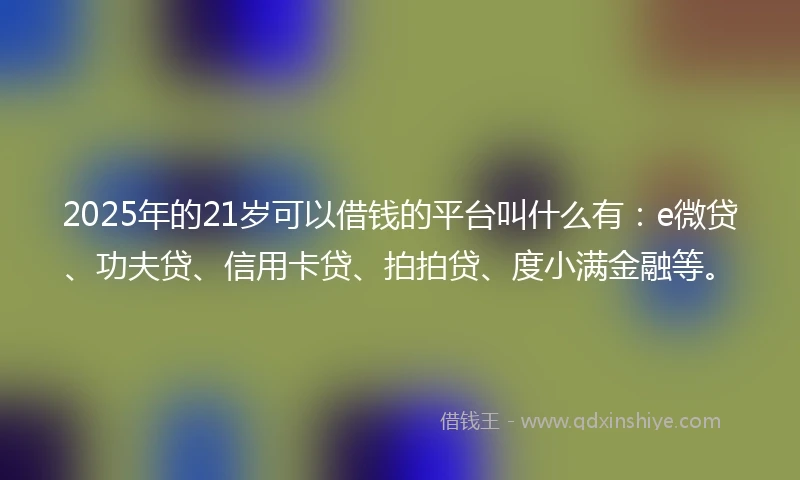 2025年的21岁可以借钱的平台叫什么有：e微贷、功夫贷、信用卡贷、拍拍贷、度小满金融等。