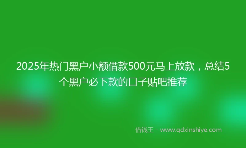 2025年热门黑户小额借款500元马上放款，总结5个黑户必下款的口子贴吧推荐