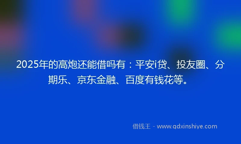 2025年的高炮还能借吗有：平安i贷、投友圈、分期乐、京东金融、百度有钱花等。
