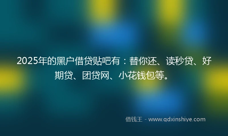 2025年的黑户借贷贴吧有：替你还、读秒贷、好期贷、团贷网、小花钱包等。