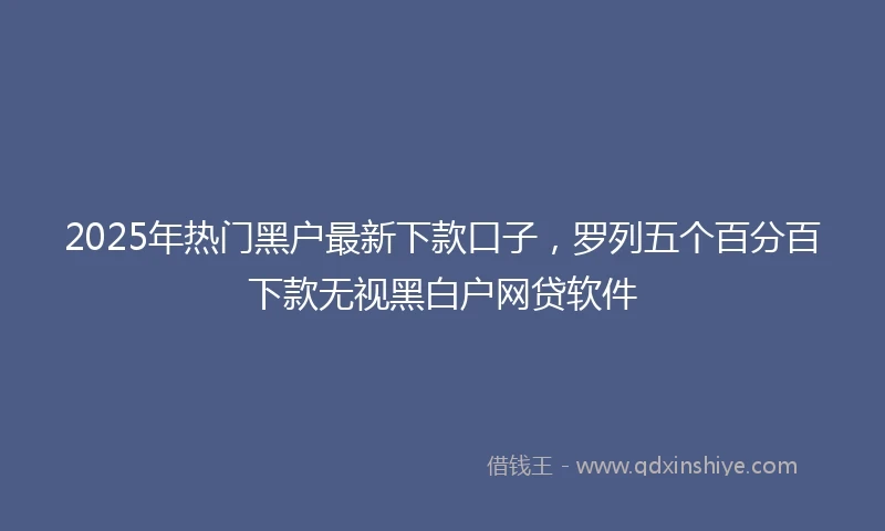 2025年热门黑户最新下款口子，罗列五个百分百下款无视黑白户网贷软件