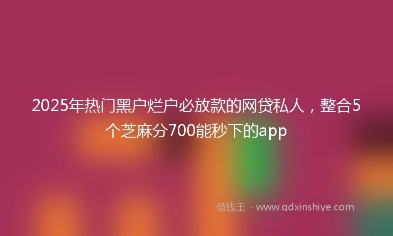 2025年热门黑户烂户必放款的网贷私人，整合5个芝麻分700能秒下的app