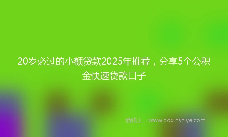 20岁必过的小额贷款2025年推荐，分享5个公积金快速贷款口子
