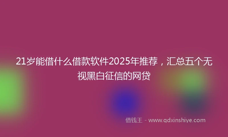21岁能借什么借款软件2025年推荐，汇总五个无视黑白征信的网贷