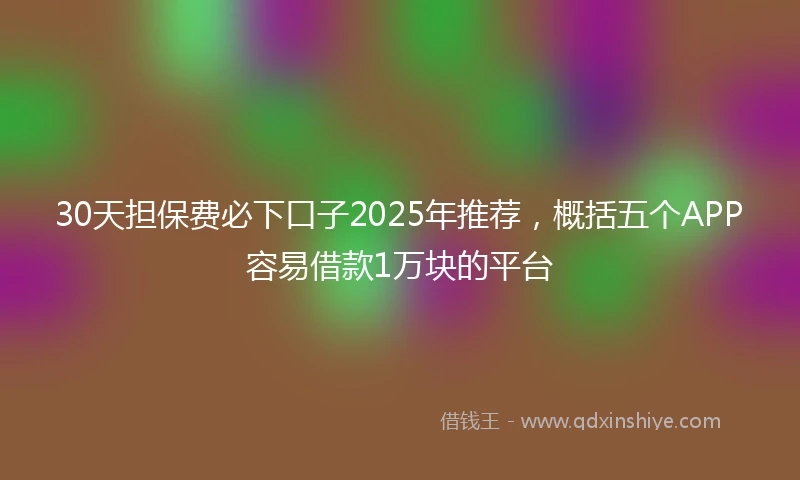 30天担保费必下口子2025年推荐，概括五个APP容易借款1万块的平台