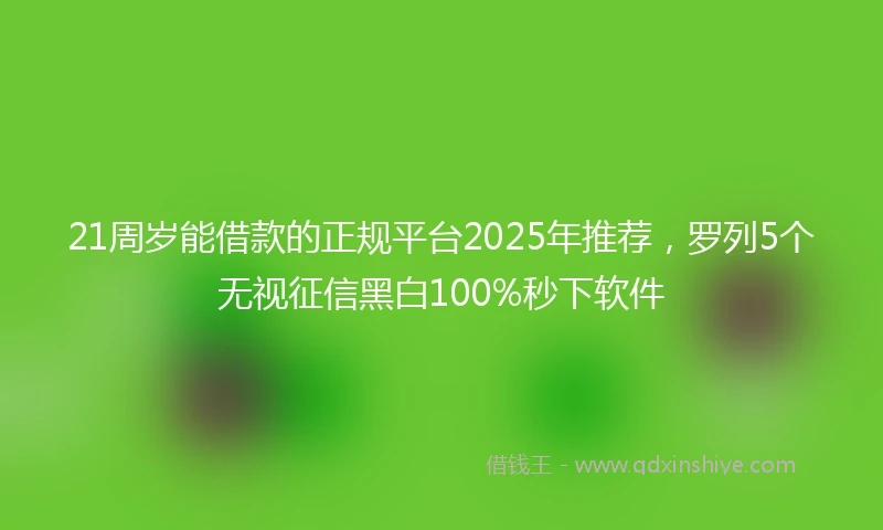 21周岁能借款的正规平台2025年推荐，罗列5个无视征信黑白100%秒下软件