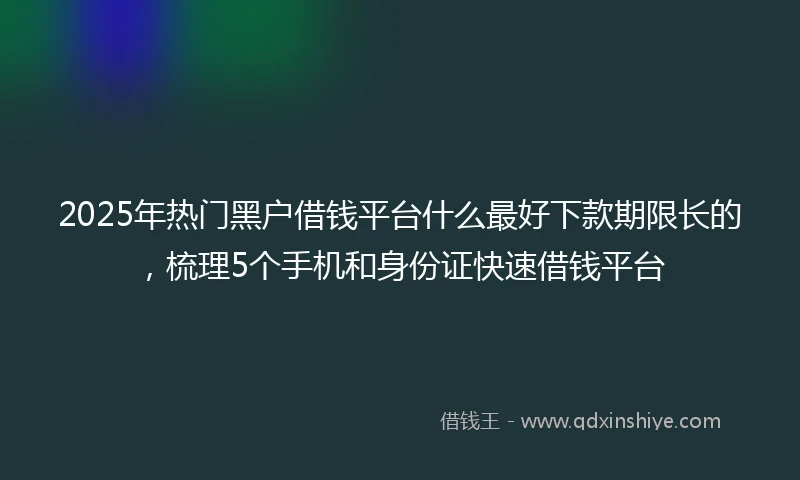 2025年热门黑户借钱平台什么最好下款期限长的，梳理5个手机和身份证快速借钱平台