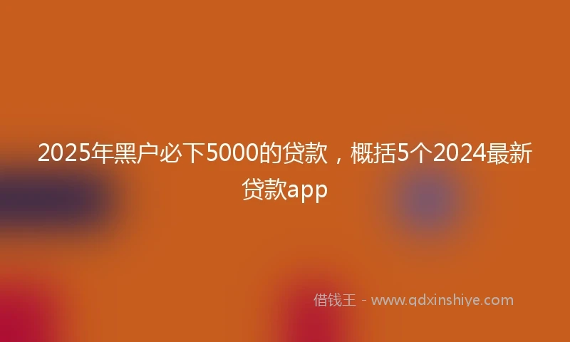2025年黑户必下5000的贷款，概括5个2024最新贷款app
