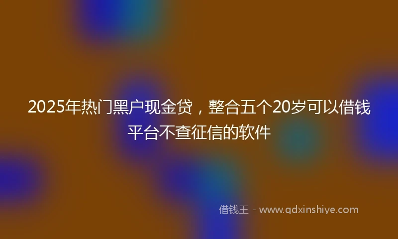 2025年热门黑户现金贷，整合五个20岁可以借钱平台不查征信的软件