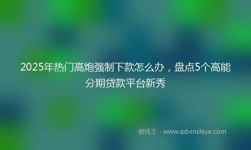 2025年热门高炮强制下款怎么办，盘点5个高能分期贷款平台新秀