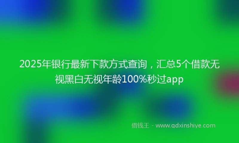 2025年银行最新下款方式查询，汇总5个借款无视黑白无视年龄100%秒过app