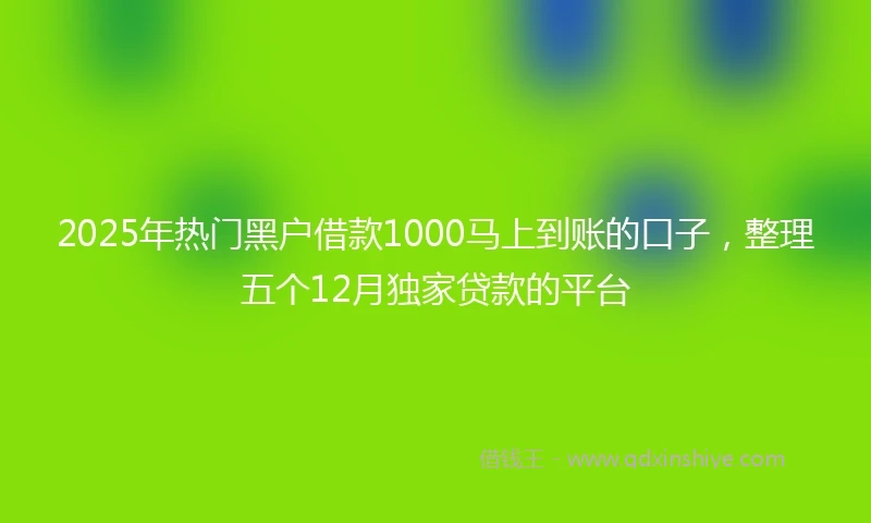 2025年热门黑户借款1000马上到账的口子，整理五个12月独家贷款的平台