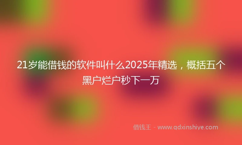 21岁能借钱的软件叫什么2025年精选，概括五个黑户烂户秒下一万