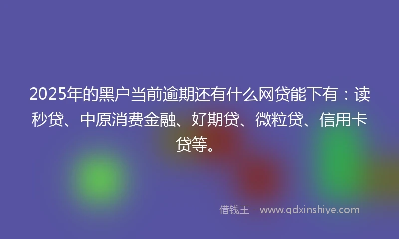 2025年的黑户当前逾期还有什么网贷能下有：读秒贷、中原消费金融、好期贷、微粒贷、信用卡贷等。