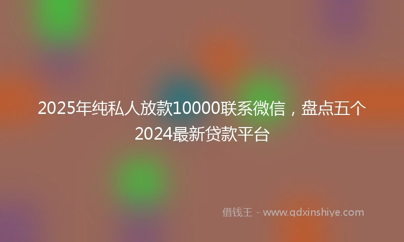 2025年纯私人放款10000联系微信，盘点五个2024最新贷款平台