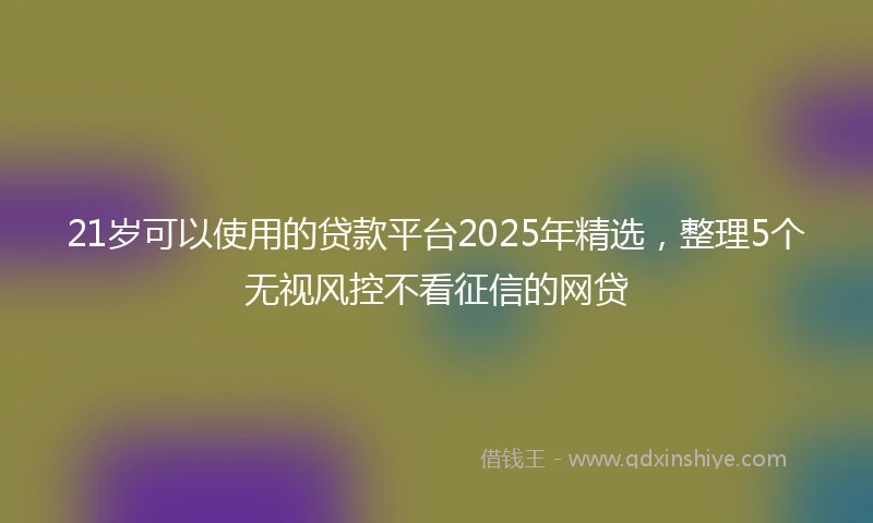21岁可以使用的贷款平台2025年精选，整理5个无视风控不看征信的网贷