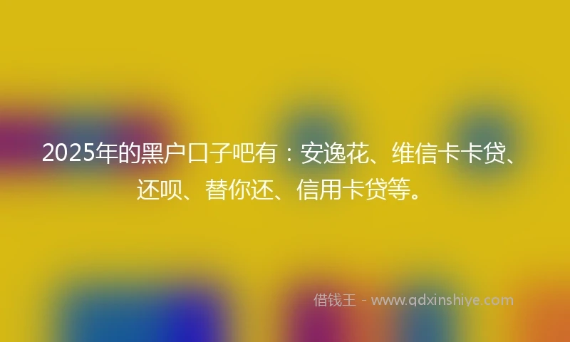 2025年的黑户口子吧有：安逸花、维信卡卡贷、还呗、替你还、信用卡贷等。