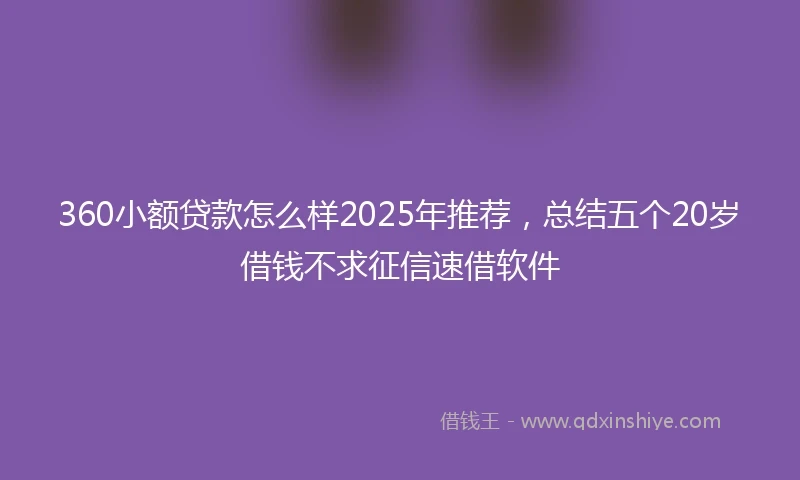 360小额贷款怎么样2025年推荐，总结五个20岁借钱不求征信速借软件