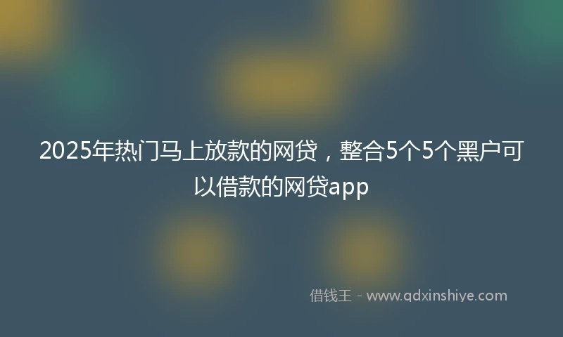 2025年热门马上放款的网贷，整合5个5个黑户可以借款的网贷app