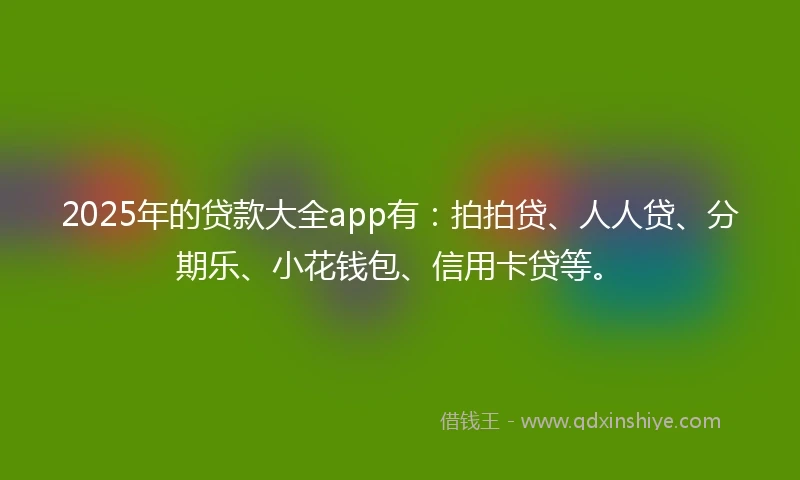 2025年的贷款大全app有：拍拍贷、人人贷、分期乐、小花钱包、信用卡贷等。