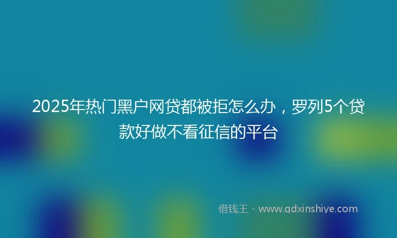 2025年热门黑户网贷都被拒怎么办，罗列5个贷款好做不看征信的平台