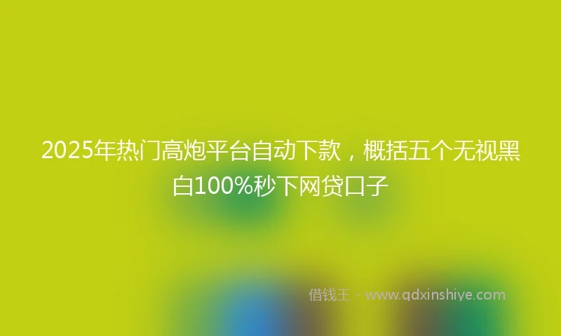 2025年热门高炮平台自动下款，概括五个无视黑白100%秒下网贷口子
