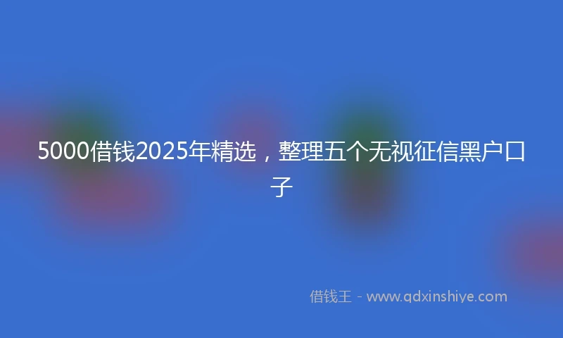 5000借钱2025年精选,整理五个无视征信黑户口子