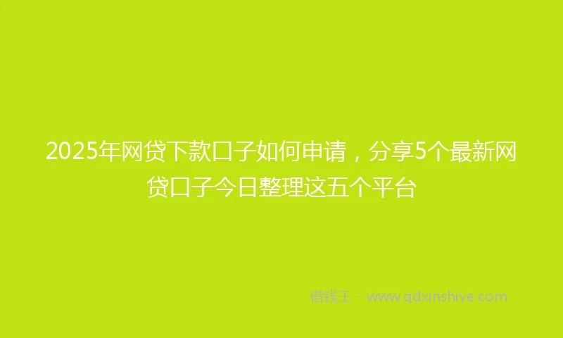 2025年网贷下款口子如何申请，分享5个最新网贷口子今日整理这五个平台