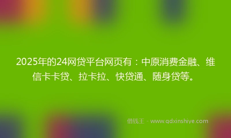 2025年的24网贷平台网页有：中原消费金融、维信卡卡贷、拉卡拉、快贷通、随身贷等。