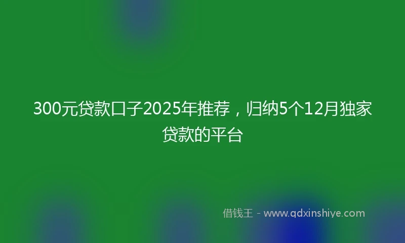 300元贷款口子2025年推荐，归纳5个12月独家贷款的平台