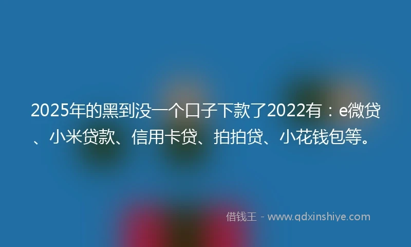 2025年的黑到没一个口子下款了2022有：e微贷、小米贷款、信用卡贷、拍拍贷、小花钱包等。